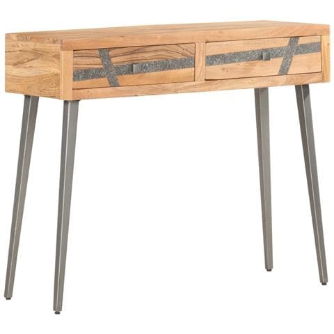 Tavolo Consolle 90x30x75 Cm In Legno Massello Di Acacia - Foto 8