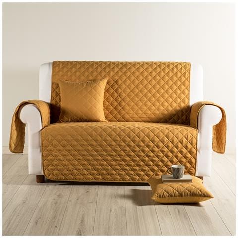 Copridivano Modern Modern Salvadivano In Microfibra Colore Dorato Misura 4 Posti - Foto 2