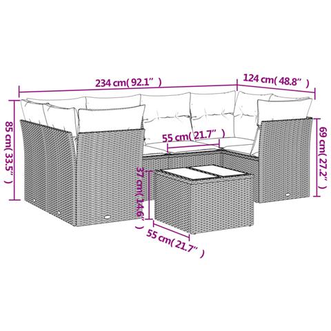 Set Divani da Giardino con Cuscini 7pz Nero Polyrattan - Foto 3