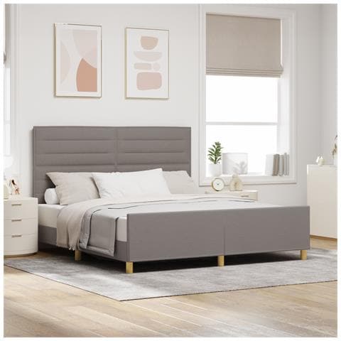 Letto in Tortora, 180x200 cm, Tessuto - Foto 2