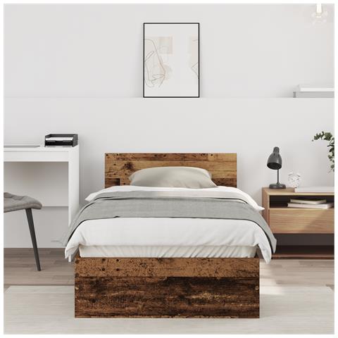 Rete lettino senza materasso con testiera legno vecchio 90x190 cm - Foto 2