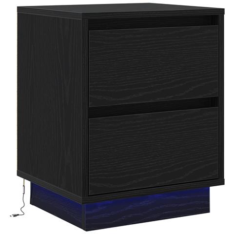 Comodino con luci LED nere 39x34.5x50 cm - Foto 1
