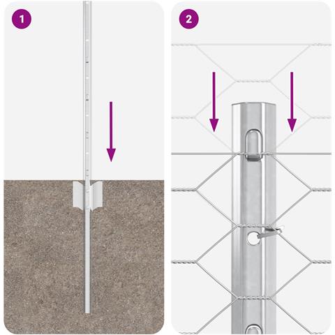 Pali per Recinzione 11 pcs U-Channel 60 cm Acciaio Galvanizzato, Recinzione Esagonale 0.5x100 m Acciaio Galvanizzato - Foto 9