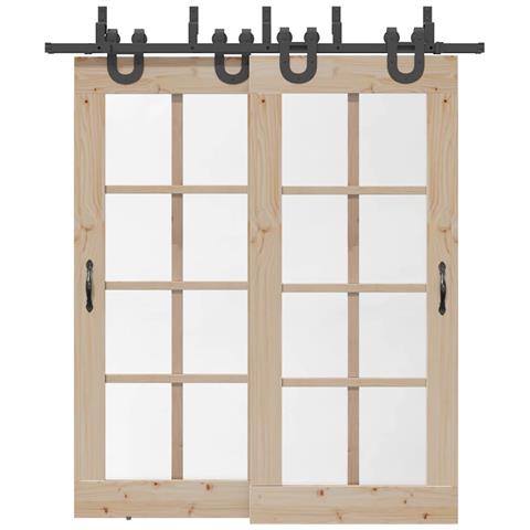 Kit di Binari per Porte Scorrevoli 200 cm Acciaio Nero - Foto 2