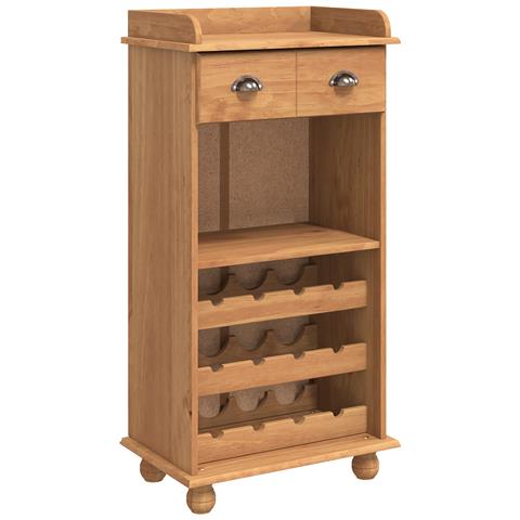 Cabinet vino ASKIM con 12 porta bottiglie in legno massello di pino color miele - Foto 1