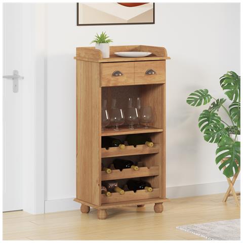 Cabinet vino ASKIM con 12 porta bottiglie in legno massello di pino color miele - Foto 2