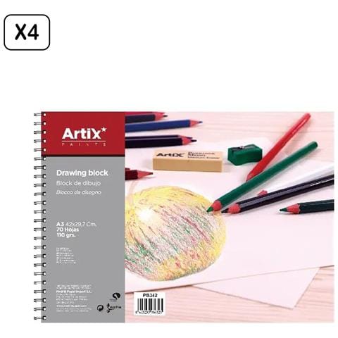 Pack 4 Unita' Blocco Da Disegno A3 70 Fogli 110 G/m² - Foto 1