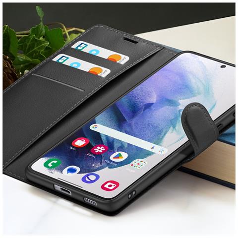 Custodia A Portafoglio Per Galaxy S21 Con Funzione Di Supporto E Linguetta Magnetica, Nero - Foto 2