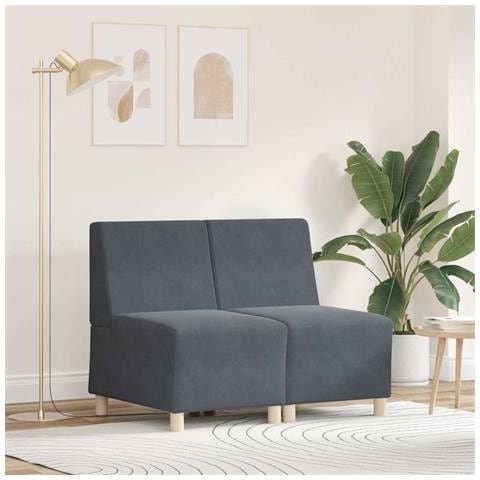 Unità di Divano Modulare Senza Braccioli 2 pcs Grigio scuro - Foto 2