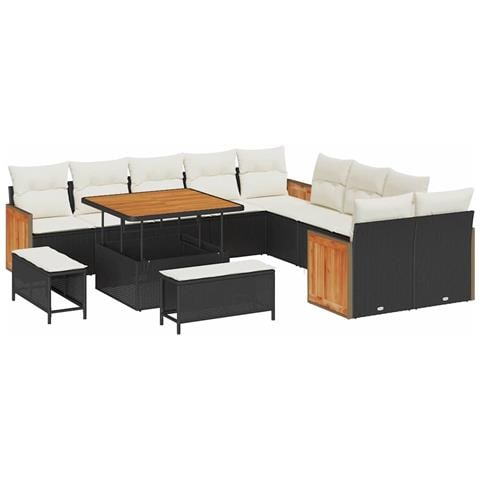 Set Divano da Giardino 13 pcs Nero e Crema 100 x 100 x 71 cm - Foto 1