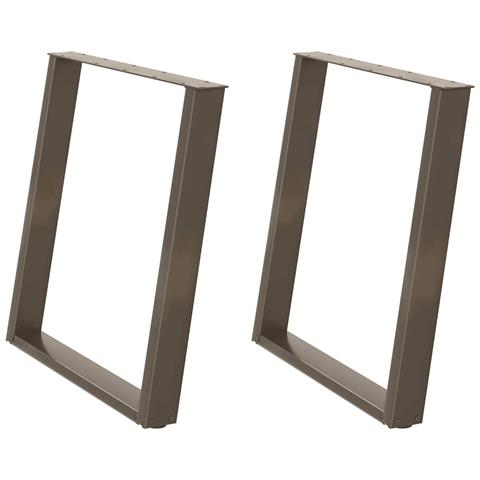 Gambe per tavolo da pranzo a forma di U 2 pz in acciaio naturale 80x(72-73) cm - Foto 2
