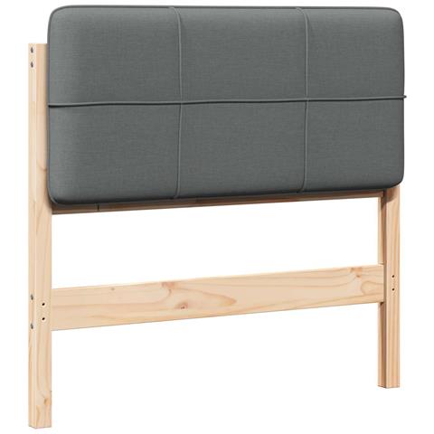 Testiera imbottita Marrone e Grigio Chiaro 80 cm Pino massello - Foto 1
