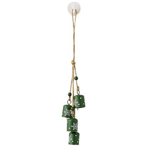 Festosa Ghirlanda Di Campanelle A Fiocco Di Neve In Ferro - Ornamento Da Appendere All'albero Di Natale Green - Foto 1
