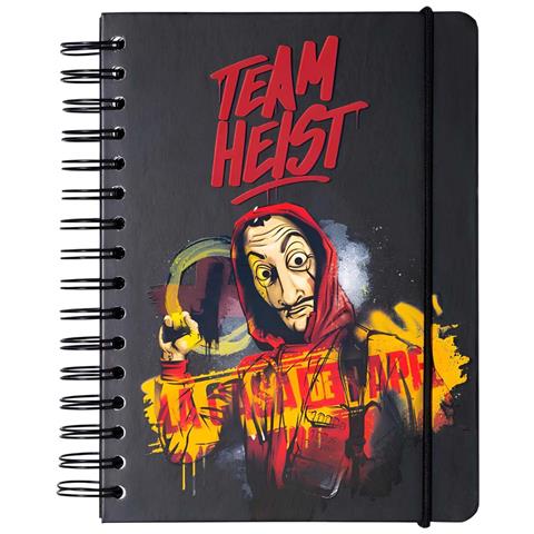Blocco Note A5 Modello Team Heist La Casa De Papel Copertina Rigida, Nero - Foto 1