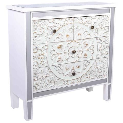 Comò In Legno E Vetro Con 4 Cassetti 80x30x81 - Foto 1