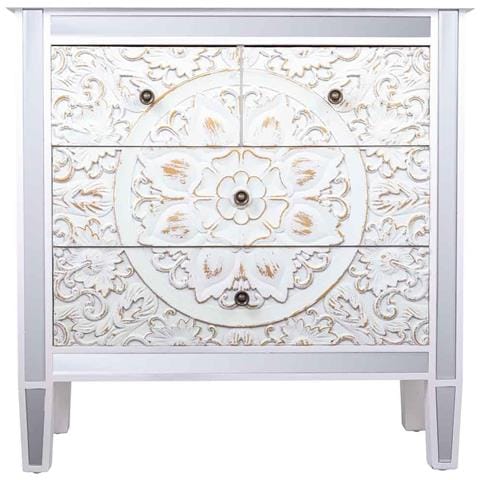 Comò In Legno E Vetro Con 4 Cassetti 80x30x81 - Foto 2