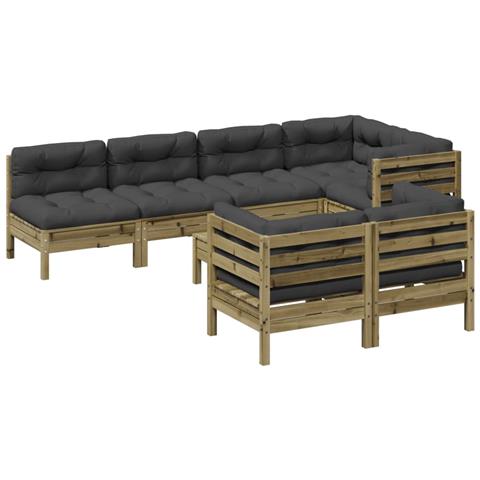 Set Divani da Giardino 8pz con Cuscini Legno Impregnato di Pino - Foto 1
