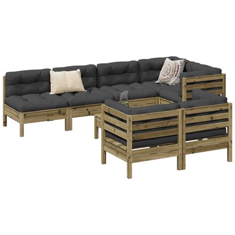 Set Divani da Giardino 8pz con Cuscini Legno Impregnato di Pino - Foto 2