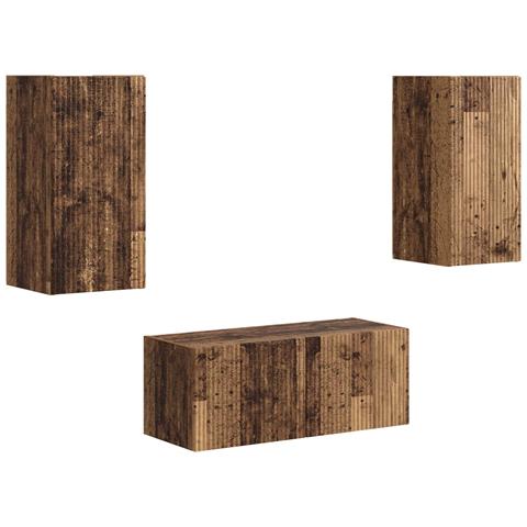 Set mobile TV 2 pcs Legno vecchio Legno multistrato - Foto 1