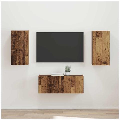 Set mobile TV 2 pcs Legno vecchio Legno multistrato - Foto 2