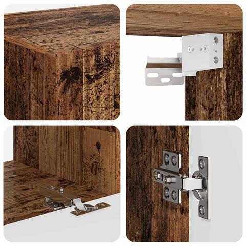 Set mobile TV 2 pcs Legno vecchio Legno multistrato - Foto 9