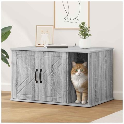Casa per Gatti Grigio Sonoma 85 x 55 x 50 cm Legno multistrato - Foto 2