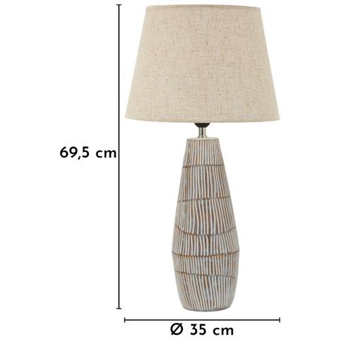 Lampada Da Tavolo Hanoi In Polyresin Multicolore Con Paralume In Lino Naturale - Foto 6