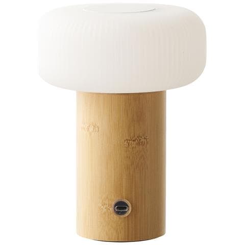 Lampada Da Tavolo Stafford Ricaricabile In Bambù E Bianco - Foto 2