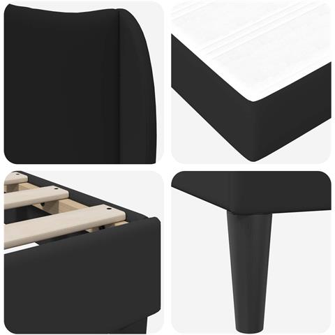 Struttura del letto con testiera Nero 90 x 200 cm Similpelle - Foto 9