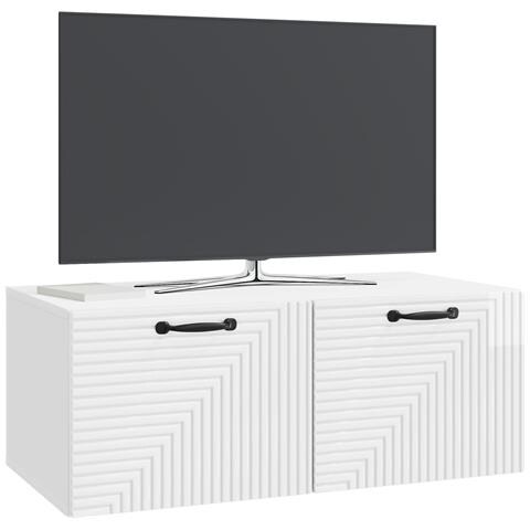 Mobile Porta TV da Muro Bianco Lucido 78,5 x 41 x 30 cm - Foto 2