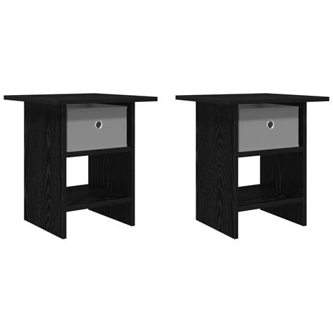 Comodino 2 pcs Rovere Nero 41 x 40 x 45 cm Legno multistrato - Foto 1