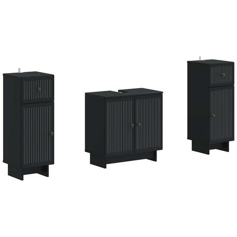 Set di Armadi da Bagno da 2 Pezzi EDE Nero Legno ingegnerizzato - Foto 1