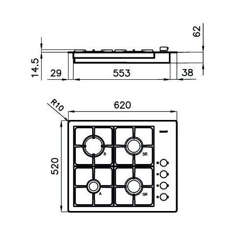 Piano Cottura 7256 032 a Gas 4 Fuochi Gas Colore Inox - Foto 8