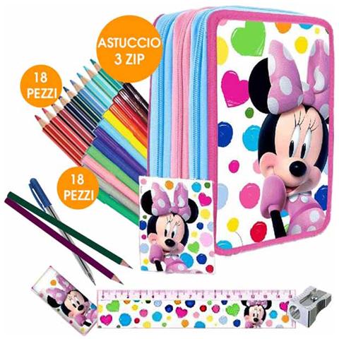 Kit Scuola School Pack Zaino Estensibile con Astuccio 3 Zip Minnie Mouse - Foto 4