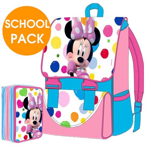 Kit Scuola School Pack Zaino Estensibile con Astuccio 3 Zip Minnie Mouse - Foto 1