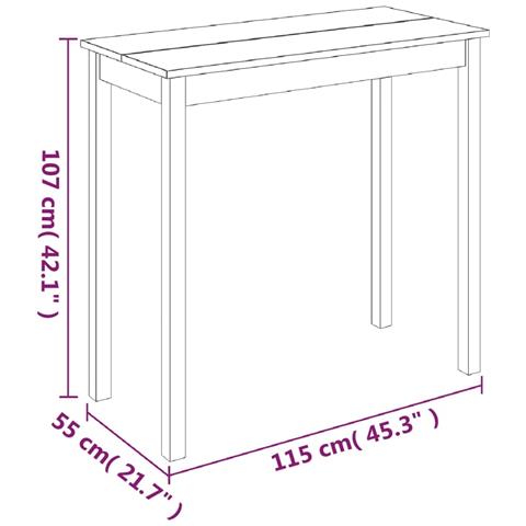 Tavolino Bar Tavolo Da Pranzo Nero 115 X 55 107 Cm - Foto 5