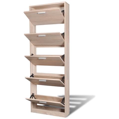 Scarpiera in Legno Effetto Rovere con 5 Scomparti - Foto 2