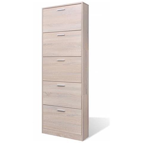 Scarpiera in Legno Effetto Rovere con 5 Scomparti - Foto 5