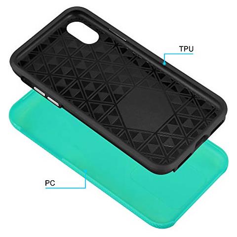 Custodia Compatibile Con Apple Iphone X / Xs In Turchese Giglio - Outdoor Coperchio Protettivo Ibrido Con Superficie Antiscivolo Extra Grip Con Design A Triangolo In Silicone E Plastica - Foto 2