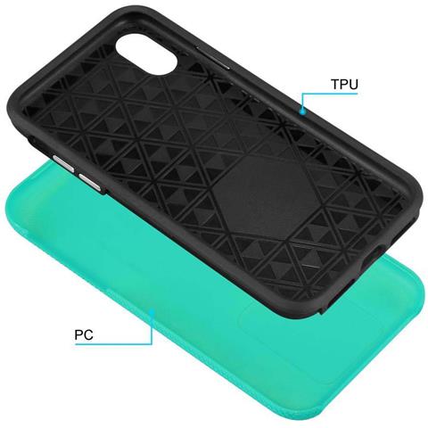 Custodia Compatibile Con Apple Iphone X / Xs In Turchese Giglio - Outdoor Coperchio Protettivo Ibrido Con Superficie Antiscivolo Extra Grip Con Design A Triangolo In Silicone E Plastica - Foto 11