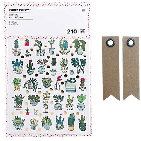 210 Adesivi - Piante D'appartamento + 20 Etichette Kraft Con Gagliardetto - Foto 1