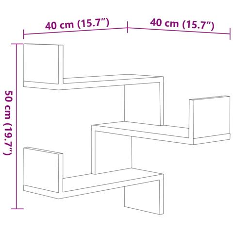 Mensole A Muro Angolari 2 Pz Nere 40x40x50 Cm In Truciolato - Foto 14