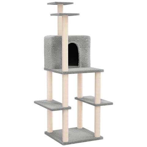 Albero Per Gatti Con Tiragraffi In Sisal Grigio Chiaro 144,5 Cm - Foto 1