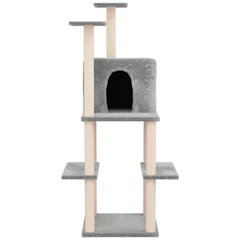 Albero Per Gatti Con Tiragraffi In Sisal Grigio Chiaro 144,5 Cm - Foto 2