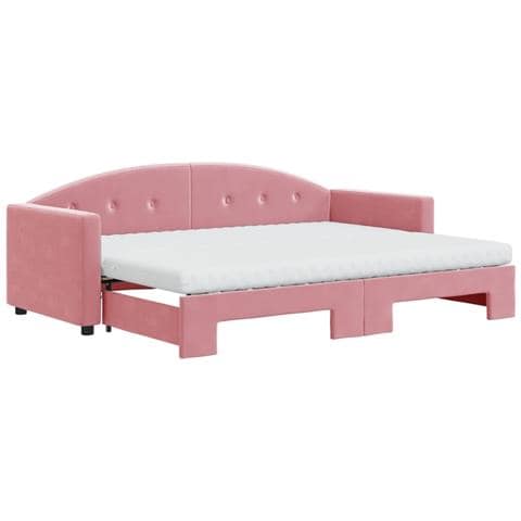 Divano Letto Estraibile Con Materassi Rosa 80x200 Cm Velluto - Foto 1