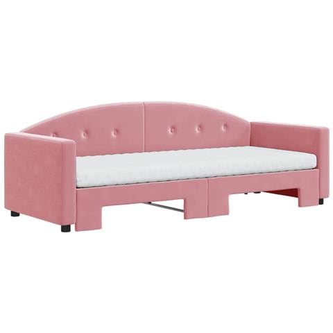 Divano Letto Estraibile Con Materassi Rosa 80x200 Cm Velluto - Foto 9