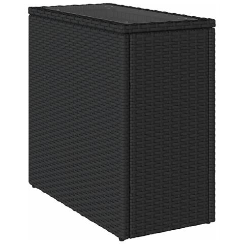 Tavolo Da Giardino Piano In Vetro Nero 58x27,5x55 Cm Polyrattan - Foto 2