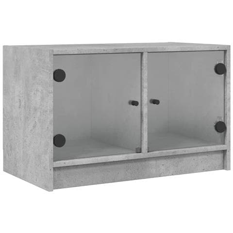 Mobile Porta Tv Con Ante In Vetro Grigio Cemento 68x37x42 Cm - Foto 2