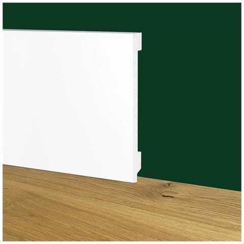 90ml Bancale Di Battiscopa Zoccolino Bianco Squadrato Passacavo 120x15x2000mm In Polimeri - Polistrutturato - Foto 1