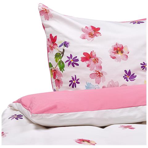 Set Copripiumino In Cotone Satinato 155 X 220 Cm Bianco E Rosa Larynhill - Foto 7